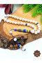 Yellow-Navy Blue Special System Tasseled Handcrafted Imame Natural Cultured Pearl Stone Prayer Beads 201025523 - 2