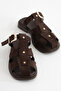 Mayor Women's Brown Suede Buckle Comfortable Daily Slippers