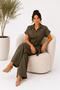 Women's Button-Detail Shirt with Collar and Belt 2-Piece Set - 3