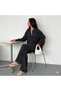 Women's Oversize Tencel Fabric High Waist Wide Leg Relaxed Fit Pants Shirt Set - 4