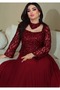 فستان سهرة طويل شيفون بليسيه محتشم بالترتر - 4