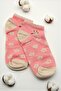 Women's Pink Floral Patterned Ruffled 5-Piece Cotton Booties Socks - 2