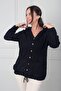 Women's Hooded Buttoned Front Jacket with Pockets and Brode Scallop Embroidery in Italian Cotton - 3
