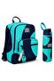 Navy Blue Turquoise Backpack 23686+Steel Thermos 800 ml 38546