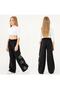 Girl's Black Wide-Leg Sweatpants – Star Printed – Comfortable Fit-7805-3 - 2