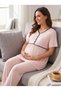 New Season Powder Maternity Summer Wear Set, Stylish 100% Cotton Flounce Sleeve Dressing Gown Pajama Set That Provides Easy Breastfeeding - 4