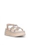 26Y446 Women's Stoned Flat Sandals Beige - 3