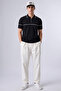 Men's Striped Detailed Knitwear Black Polo Neck T-Shirt - 2