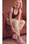 Women's Beige Elastic Waistband 3-Pocket Zippered Parachute Sweat-Wicking Trousers with Back Pockets - 6