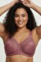 Powder Pink Plus Size Premium Quality Women's Lace Gathering Bra C Cup - Comfortable Minimizer Wire Free Underwear Without Underwire - 3
