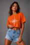 Women's Compass Printed Raw Cut Crop T-Shirt 100% Cotton Comfortable Fit T-Shirt - 2