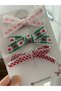 Set of 3 Handmade Hair Clips - Lace Pink, Green and Red Plaid Bow Clip Hair Clips ⁠ - 3