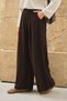 Women's High Waist Wide Palazzo Trousers Brown - 3
