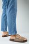Regina Women's Genuine Leather Double-Strapped Single-Buckle Mink Slippers - 5