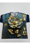 Plus Size Crew Neck Floral Printed Women's Blouse with Shiny Detail and Stone Bead Embroidery - 6