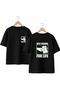 For Life Back and Front Chest Printed 100% Cotton Oversize Loose Regular Fit Crew Neck T-Shirt