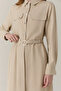 Belted Double Pocket Shirt Collar Beige Tunic 1667 - 2