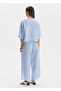 Blue Slit Detailed Linen Trousers - 5