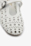 White Genuine Leather Laser Cut Perforated Women's Ballerinas - 3