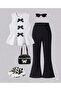 Bow blouse, leggings, top and bottom girl set - 2