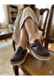 Genuine Leather Brown Orthopedic Sole Perforated Women's Slippers - 8