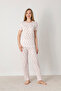 Patterned Viscon Honeycomb Fabric Short Sleeve Women's Pajama Set - 2
