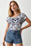 Women's Ethnic Dark Navy Blue V-Neck Woven Viscose Blouse Blz-19003048 - 2