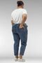 9125-8 Plus Size Boyfriend Jeans - Snow Wash Navy Blue - 4