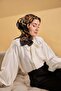 Twill Silk Detailed Belt Scarf Black 90X90 - 4