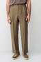 Khaki Lyocell Relaxed Fit Pleated Men's Trousers