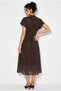 Women's Bitter Brown V-Neck Back Elastic Pocket Detailed Lined Midi Dress 5208 60286307 - 5