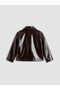 Brown shirt collar girl's leather-look jacket from güli̇s gi̇yi̇m - 2