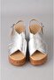 Seç 4023 genuine leather wedge heel sandal (heel height: 10 cm, platform: 3.5 cm) silver - 2