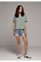 Regular Fit Round Neck Plain Women's Green Short Sleeve T-Shirt - 3
