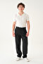 Elastic Waist Hidden Button Fabric |   Baggy Men's Trousers - 7