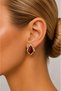 Amélie Women's Yellow Steel Stud Earrings - Red Enamel Detail