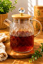 Crystal Lid Amber Glass Teapot with Bamboo Lid - 2