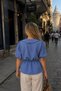 Women's Dark Blue Baby Collar Blouse with Elastic Waist and Sleeves Arm-26Y001101 - 2