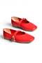 Y726632609 Red Heart Buckle Detailed Women's Ballerinas - 7