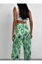 Women's Green Patterned Satin Trousers Yel221047 - 4