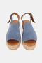 Women's Indigo Blue Suede Genuine Leather Size 36-41 Open Front Flat Sole Daily Espadrilles - 5