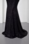 Women's Black Halter Neck Backless Long Beaded Evening Dress - 4