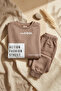 Action Street Kids Unisex Brown Cotton Oversize Sweatshirt and Jogger Tracksuit Set - 2
