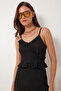 Flounced Blouse Trousers Crinkle Set Lfw0025 Black - 4