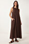 Backless Summer Modal Dress Lub0363 Brown - 2