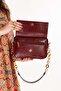 Women's Double Compartment Hand and Shoulder Bag Ald.1153 Claret Red - 3