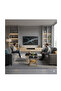 Square Nesting Coffee Table Set - 2 Pieces,black Marble Top & Geometric Gold Base - 4