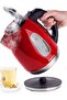 Cordless Steel Kettle | 1.7L Red Electric Kettle with Boil-Dry Protection & LED Indicator Light (ME-KT1102SSRD) (1850-2200W) - 2