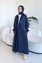 Lyon Drawstring Waist Trench Coat - Navy Blue