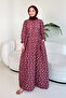 Floral Patterned Tie Dress - Burgundy - 3
